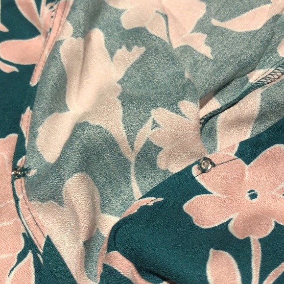 Eloquii green / pink floral print full jumper with waist tie. Like new!! - Picture 8 of 8